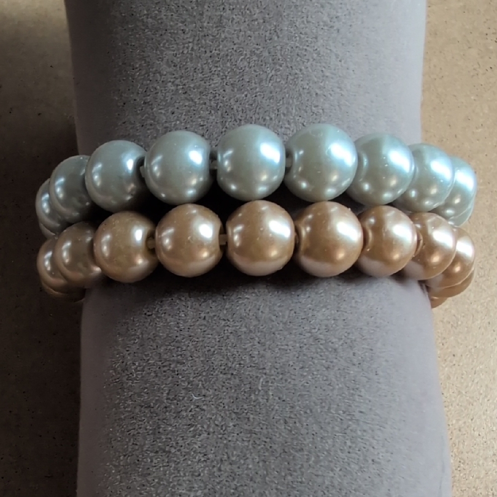 Elegant FauxP earl Stretch Bead Bracelet Set